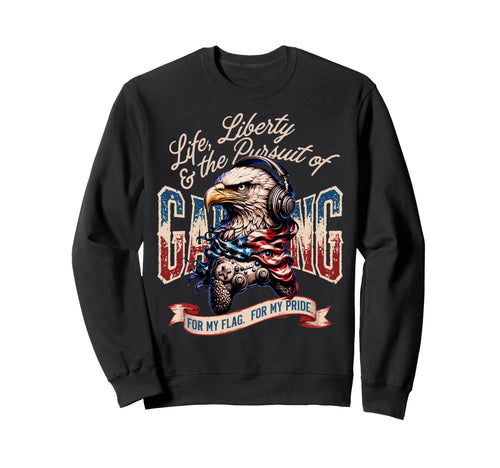 Patriotic Usa Gamer Usa Flag Sweatshirt - Casual Everyday Wear for Adults - T-Shirt, Sweatshirt, Hoodie