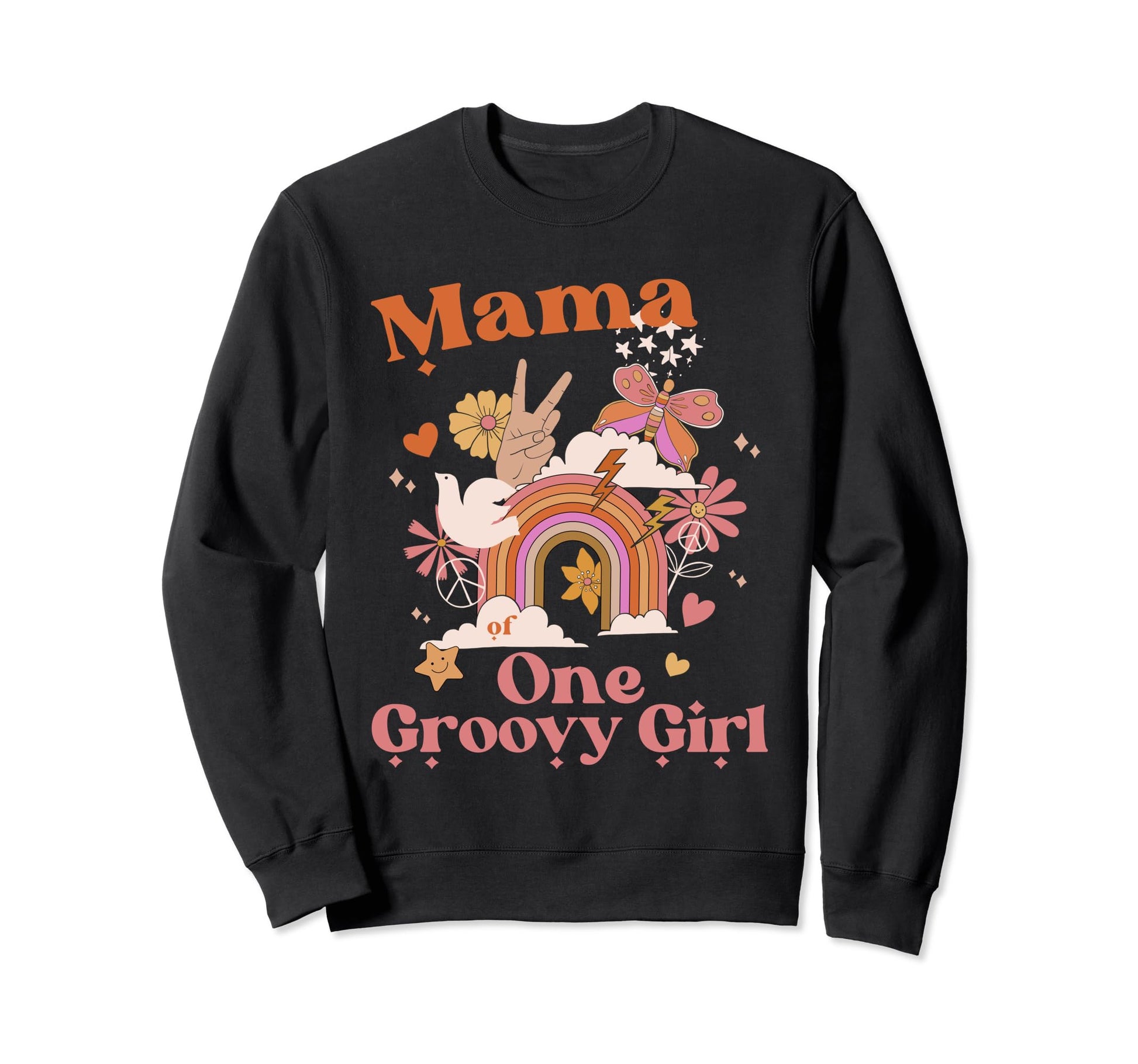 Mama One Groovy Boho Hippie Sweatshirt - Custom Art Print Men Women - T-Shirt, Sweatshirt, Hoodie