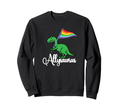 Allysaurus Lgbtq Dinosaur Rainbow Sweatshirt - Minimalist Print for Adults - T-Shirt, Sweatshirt, Hoodie