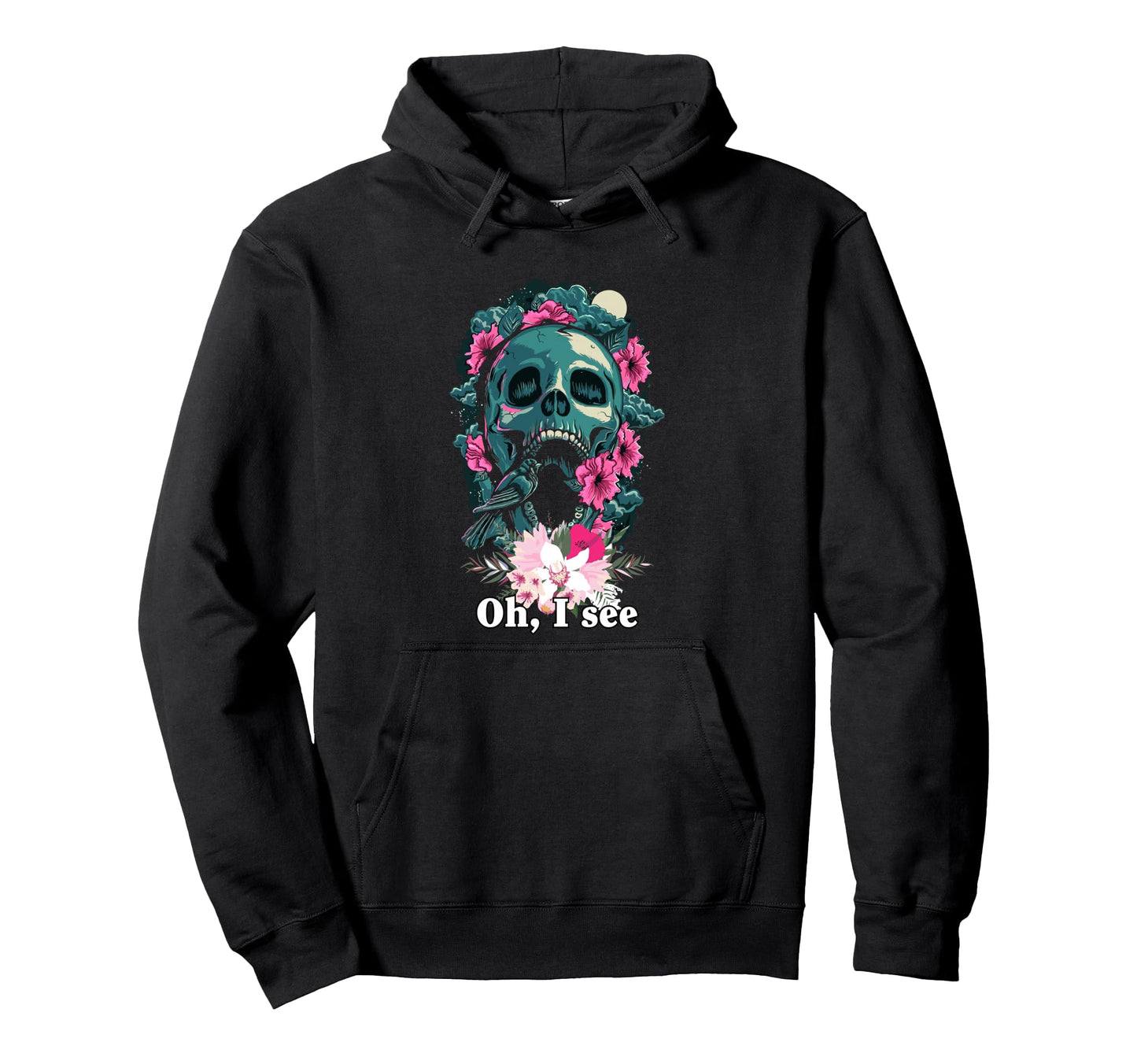 Flower Skull Sad Aesthetic Edgy Hoodie - Graphic Print for Adults - T-Shirt, Sweatshirt, Hoodie
