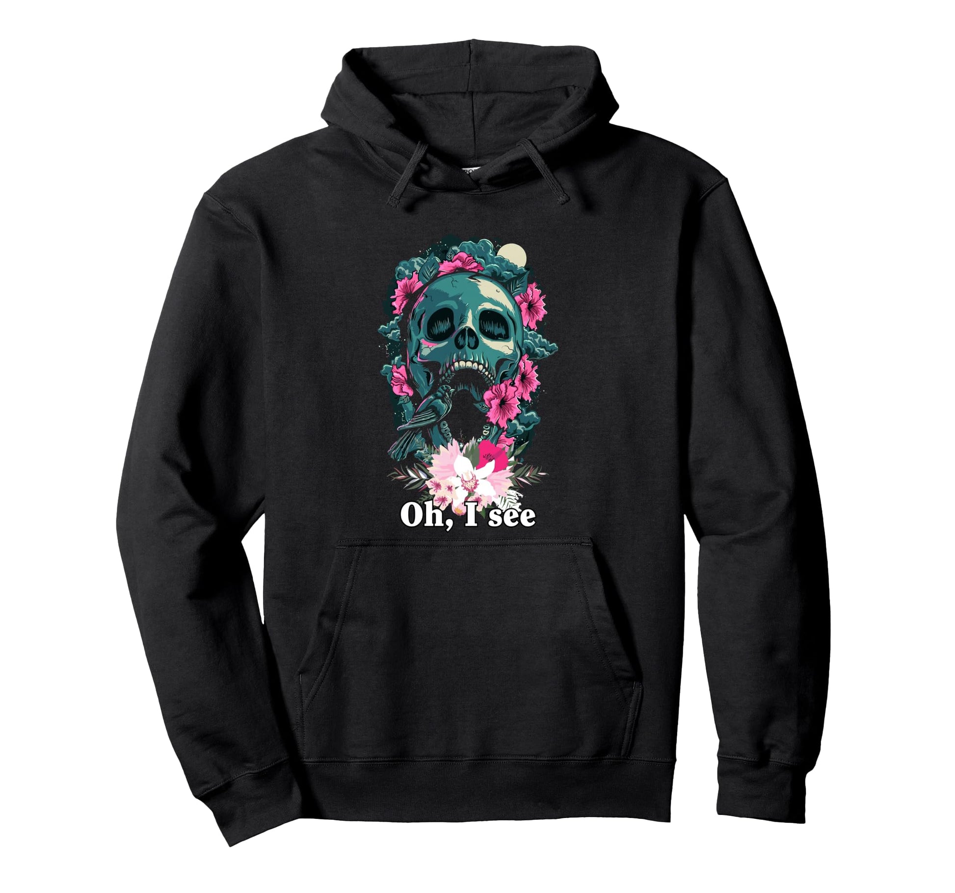 Flower Skull Sad Aesthetic Edgy Hoodie - Graphic Print for Adults - T-Shirt, Sweatshirt, Hoodie