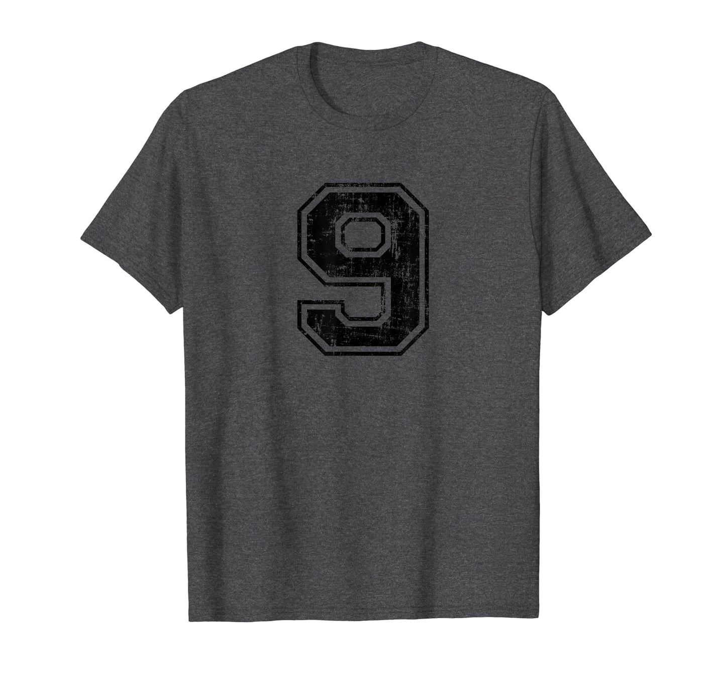 Number 9 Nine Varsity Distressed T-Shirt - Fun Novelty Design for Adults - T-Shirt, Sweatshirt, Hoodie