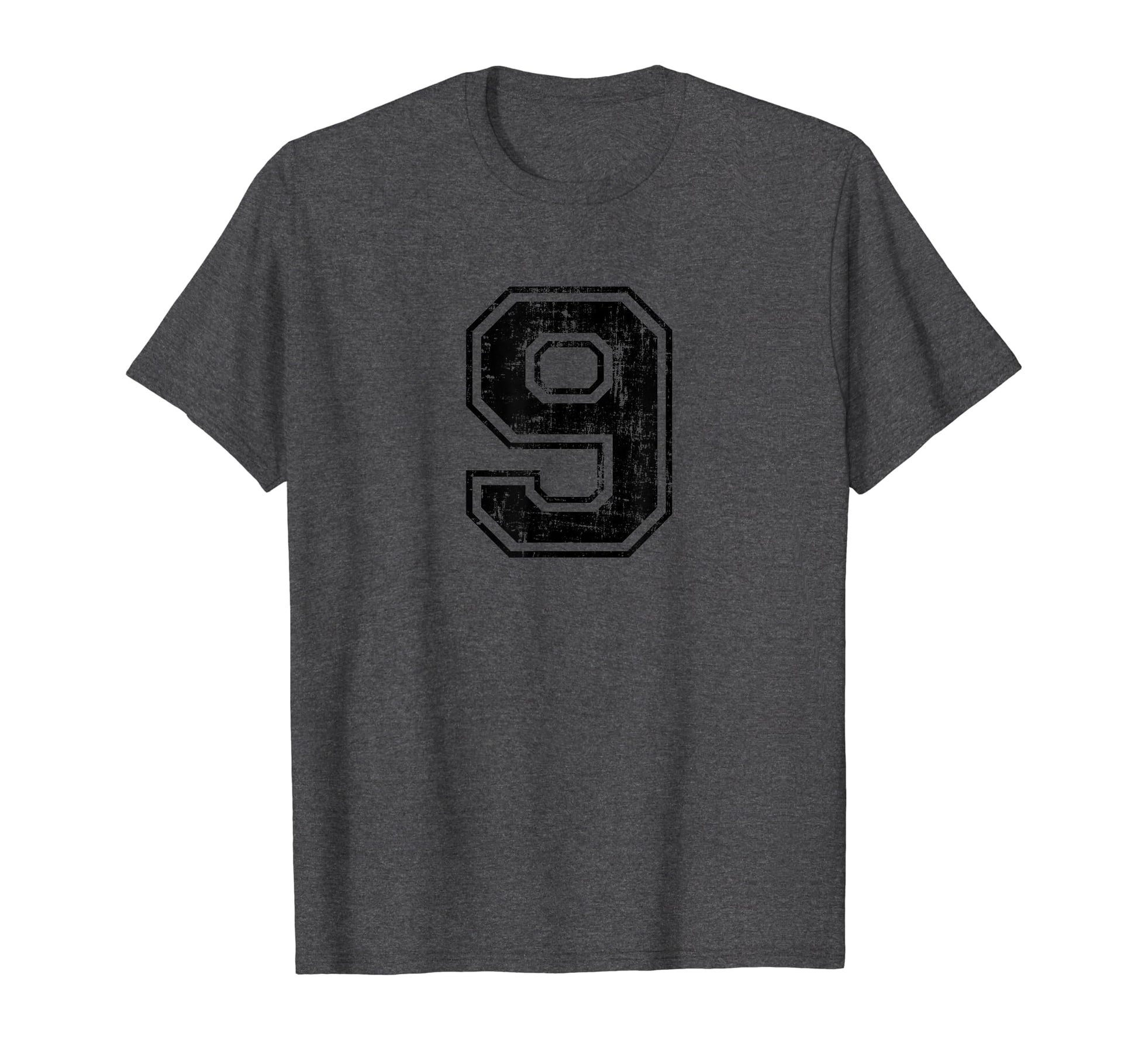 Number 9 Nine Varsity Distressed T-Shirt - Fun Novelty Design for Adults - T-Shirt, Sweatshirt, Hoodie