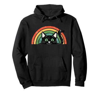 Funny Black Cat Rainbow Cats Hoodie - Graphic Print Unisex - T-Shirt, Sweatshirt, Hoodie