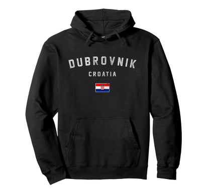 Varsity Dubrovnik Croatia Flag Hoodie - Streetwear Style Unisex - T-Shirt, Sweatshirt, Hoodie