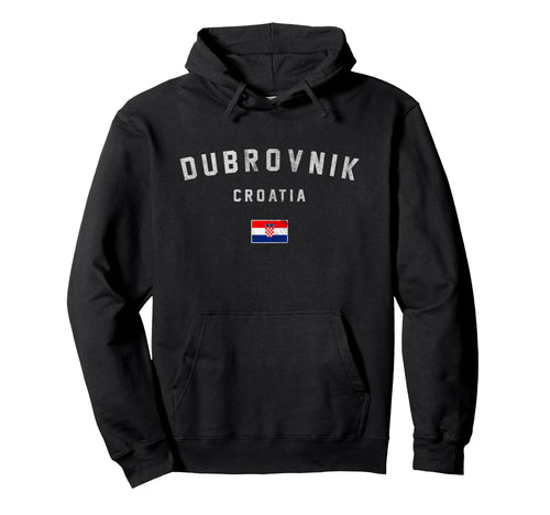 Varsity Dubrovnik Croatia Flag Hoodie - Streetwear Style Unisex - T-Shirt, Sweatshirt, Hoodie