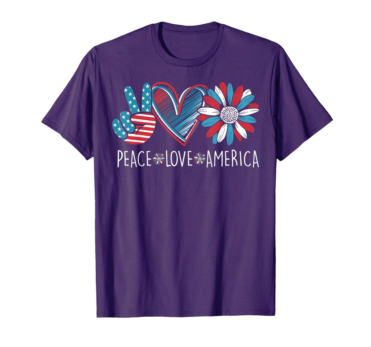 Peace Love America Daisy 4Th July T-Shirt - Trendy Graphic Unisex - T-Shirt, Sweatshirt, Hoodie