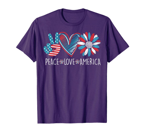 Peace Love America Daisy 4Th July T-Shirt - Trendy Graphic Unisex - T-Shirt, Sweatshirt, Hoodie