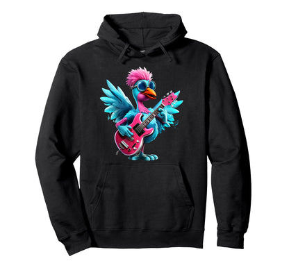 Rock And Roll Bird Electric Guitar Player Hoodie - Novelty Apparel Unisex - T-Shirt, Sweatshirt, Hoodie