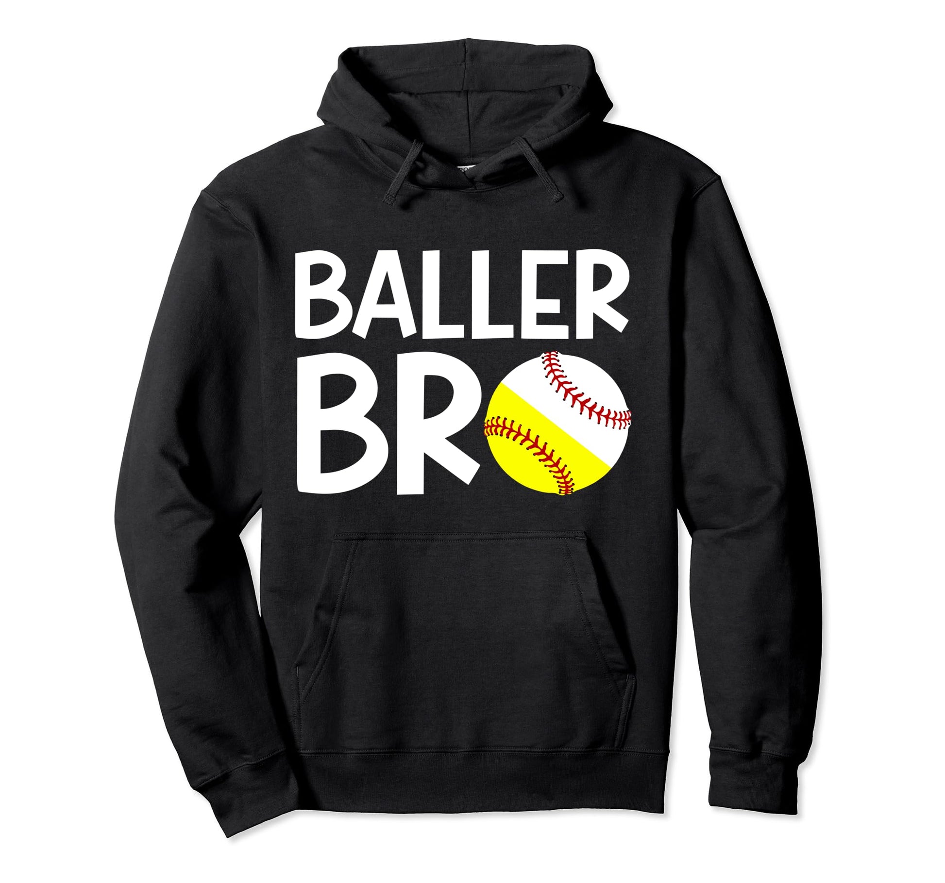 Baller Bro Baseball Softball Brother Hoodie - Trendy Graphic Men Women - T-Shirt, Sweatshirt, Hoodie