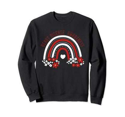 Heart Disease Awareness Month Rainbow Go Sweatshirt - Graphic Print Unisex - T-Shirt, Sweatshirt, Hoodie
