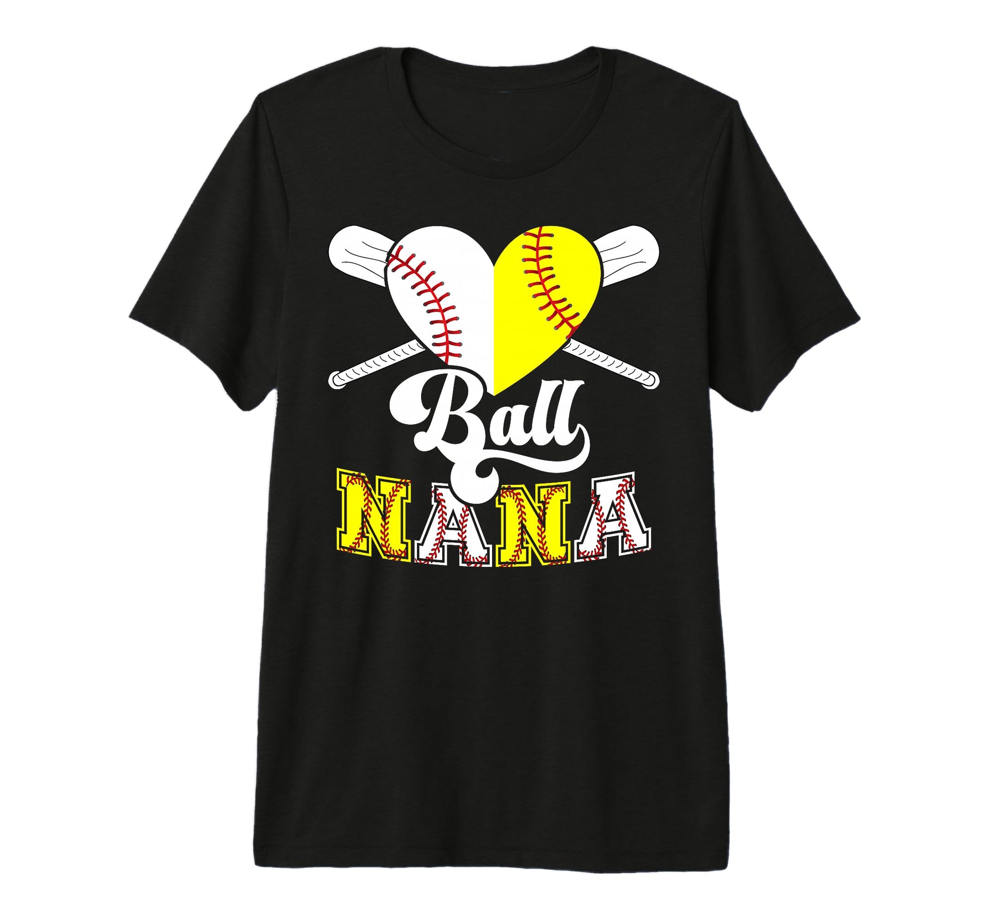 Ball Nana Heart Softball Baseball Nana T-Shirt - Aesthetic Graphic Unisex - T-Shirt, Sweatshirt, Hoodie