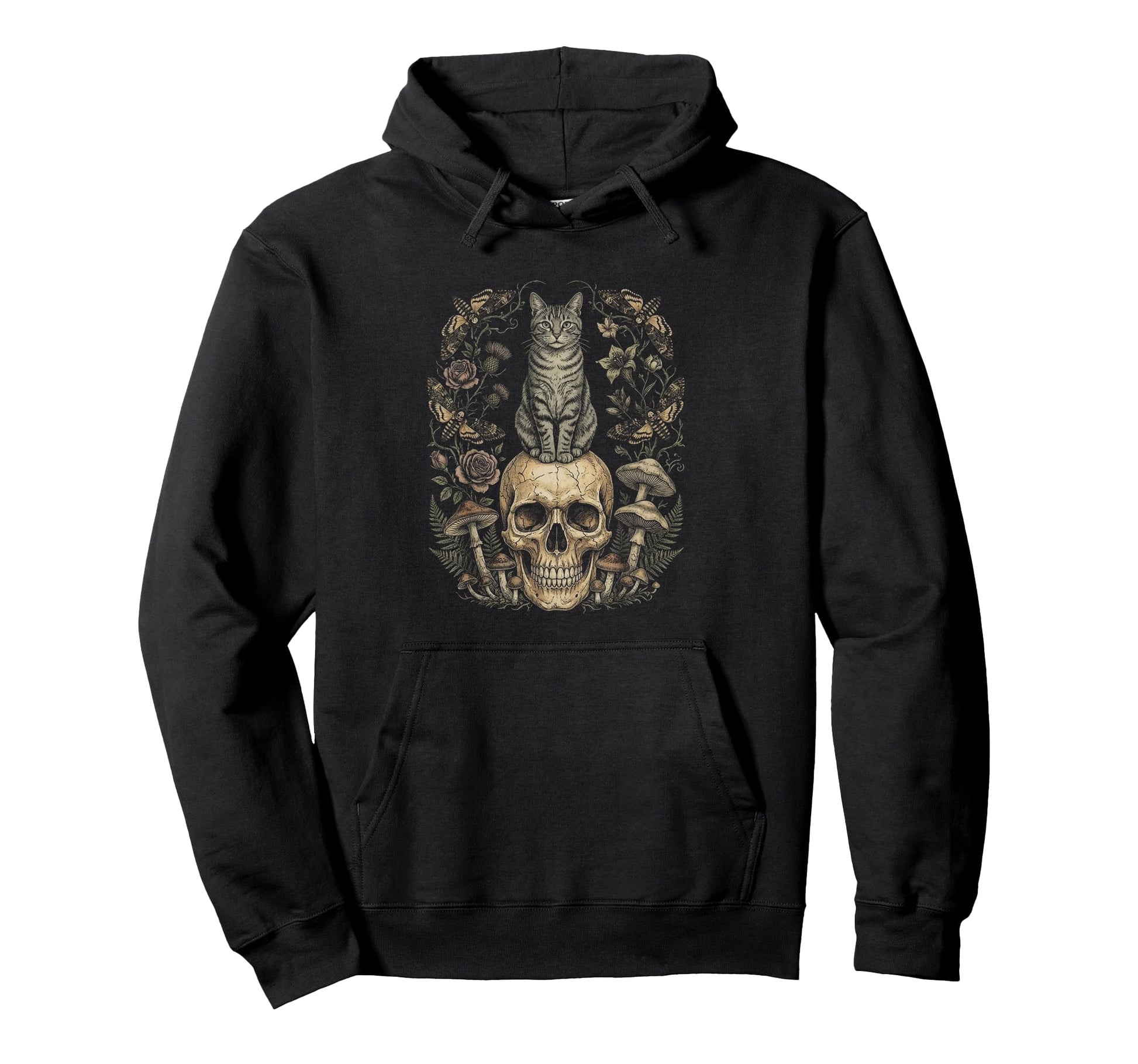 Skull Cat Skeleton Kitty Kitten Gothic Hoodie - Minimalist Print Men Women - T-Shirt, Sweatshirt, Hoodie