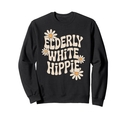 Funny Elderly White Hippie Rainbow Sweatshirt - Minimalist Print Unisex - T-Shirt, Sweatshirt, Hoodie