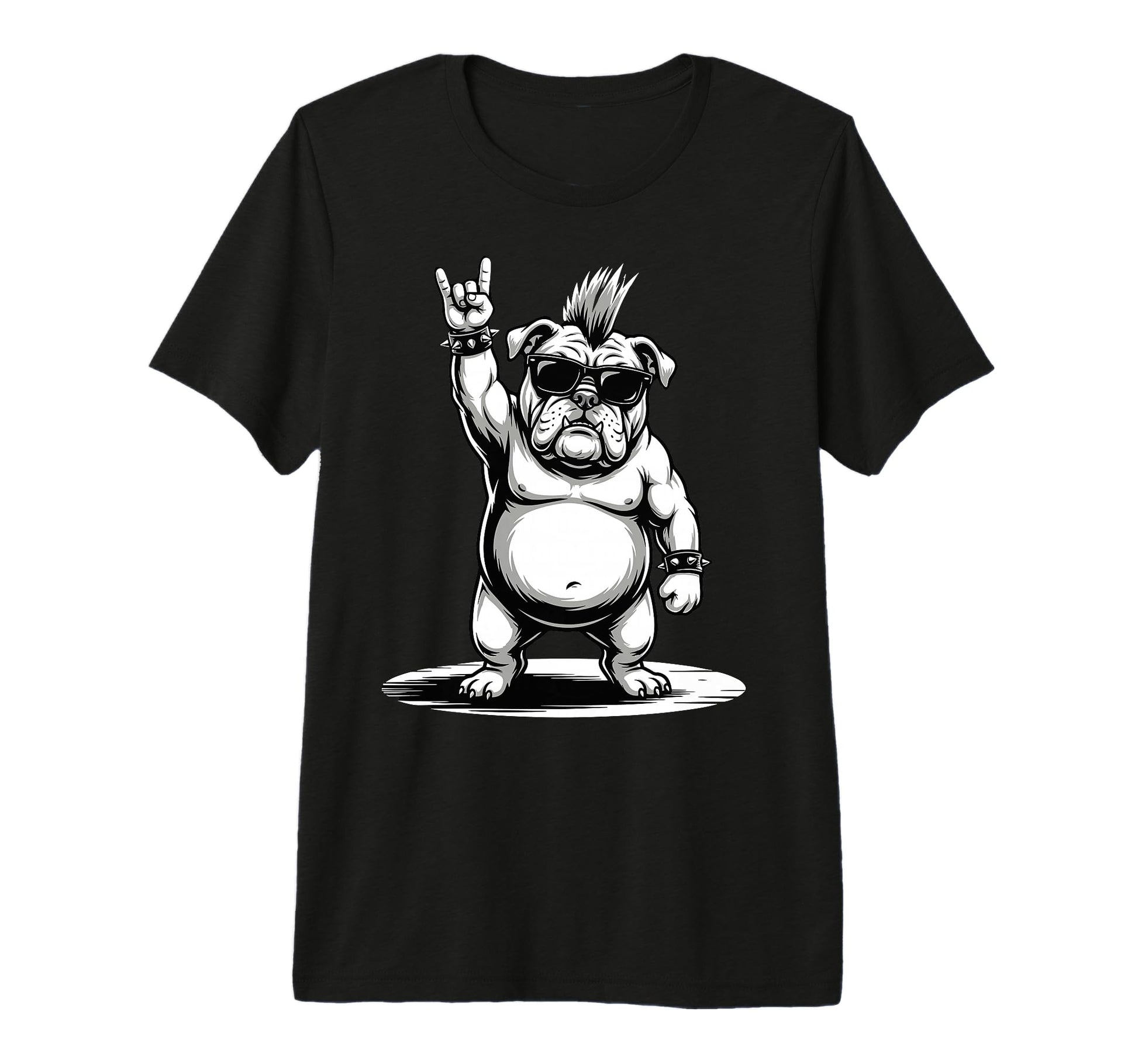 Funny Bulldog Loving Rock And Roll T-Shirt - Fun Novelty Design Men Women - T-Shirt, Sweatshirt, Hoodie