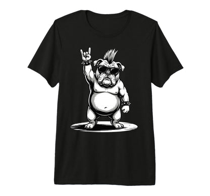 Funny Bulldog Loving Rock And Roll T-Shirt - Fun Novelty Design Men Women - T-Shirt, Sweatshirt, Hoodie