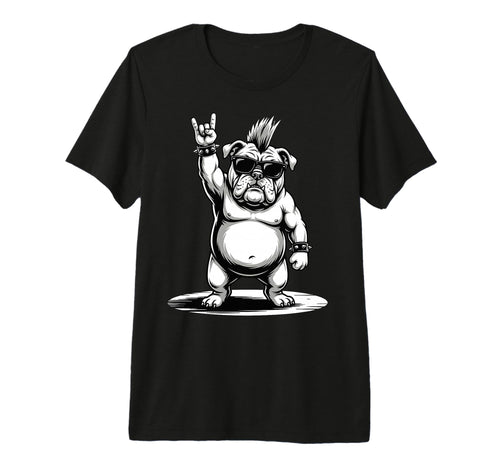 Funny Bulldog Loving Rock And Roll T-Shirt - Fun Novelty Design Men Women - T-Shirt, Sweatshirt, Hoodie