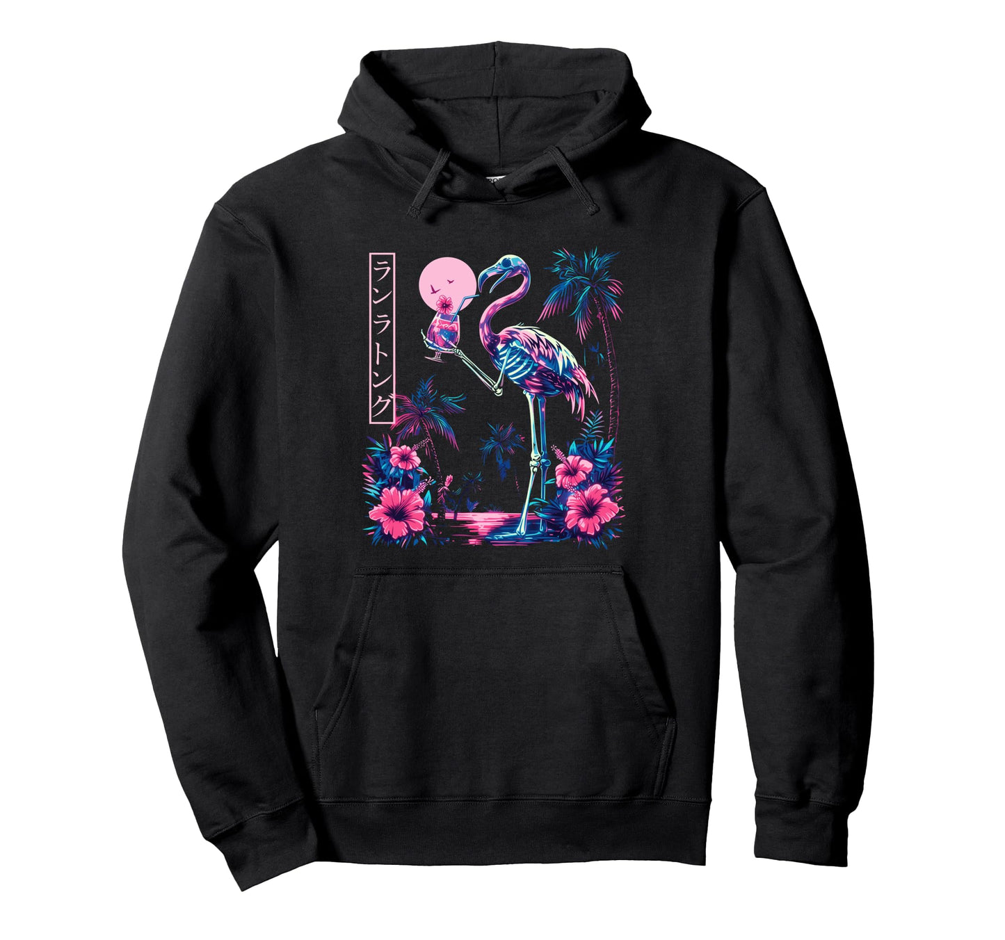 Flamingo Japanese Tropical Beach Aesthetic Hoodie - Graphic Print Unisex - T-Shirt, Sweatshirt, Hoodie