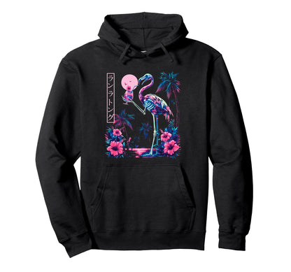 Flamingo Japanese Tropical Beach Aesthetic Hoodie - Graphic Print Unisex - T-Shirt, Sweatshirt, Hoodie