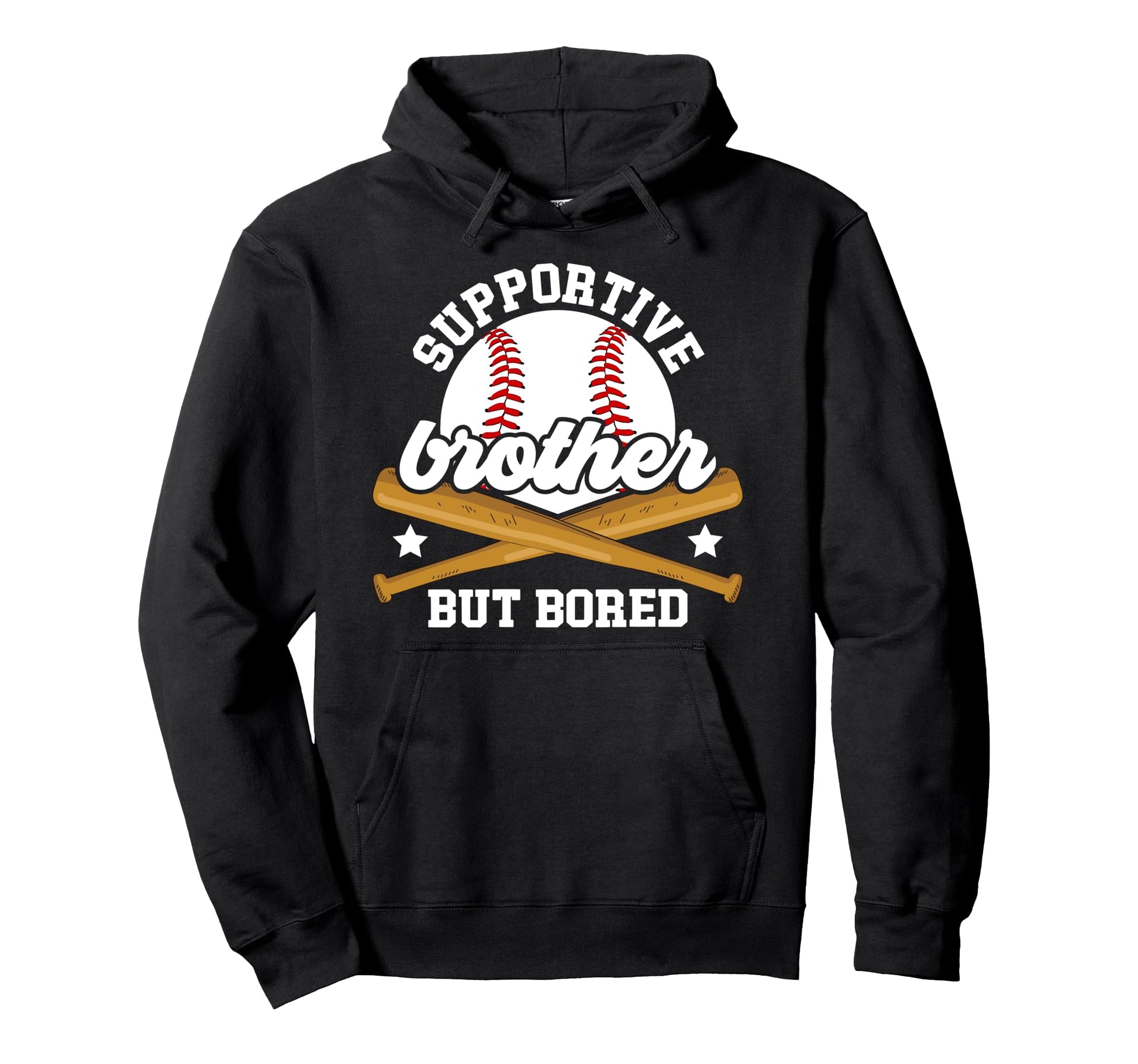Supportive Baseball Brother Hoodie - Fun Novelty Design for Adults - T-Shirt, Sweatshirt, Hoodie