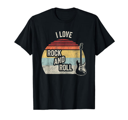 I Love Rock And Roll Sunset Guitar T-Shirt - Fun Novelty Design for Adults - T-Shirt, Sweatshirt, Hoodie