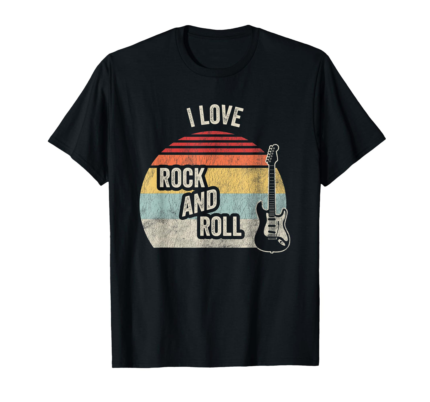 I Love Rock And Roll Sunset Guitar T-Shirt - Custom Art Print Men Women - T-Shirt, Sweatshirt, Hoodie