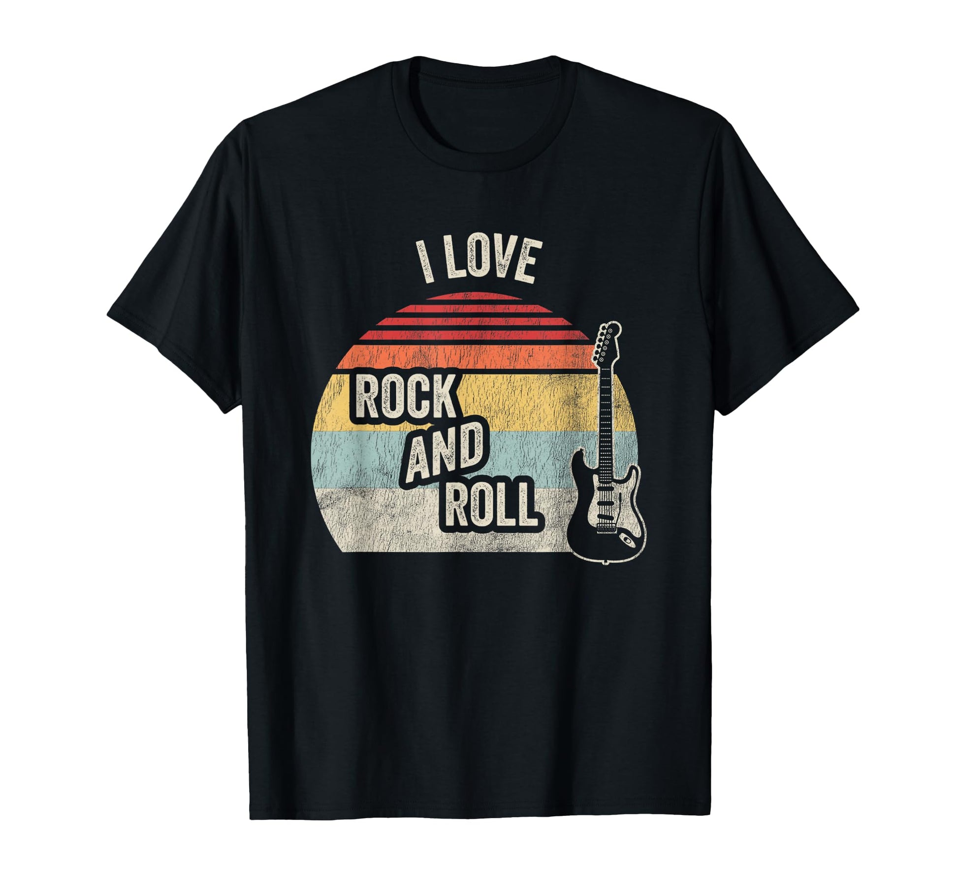 I Love Rock And Roll Sunset Guitar T-Shirt - Casual Everyday Wear Men Women - T-Shirt, Sweatshirt, Hoodie