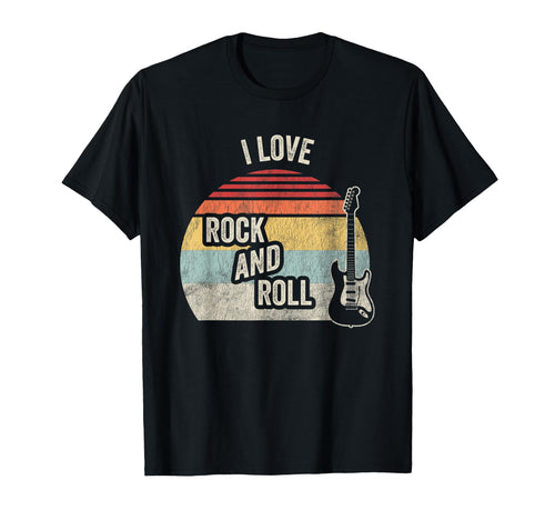 I Love Rock And Roll Sunset Guitar T-Shirt - Casual Everyday Wear Men Women - T-Shirt, Sweatshirt, Hoodie