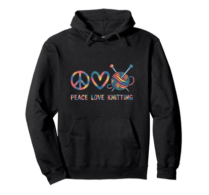 Peace Love Knitting Funny Hoodie - Custom Art Print for Adults - T-Shirt, Sweatshirt, Hoodie