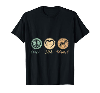 Peace Love Donkey T-Shirt - Custom Art Print Men Women - T-Shirt, Sweatshirt, Hoodie