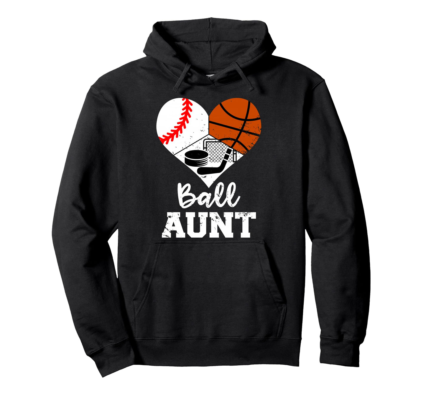 Ball Aunt Heart Baseball Basketball Hoodie - Novelty Apparel Men Women - T-Shirt, Sweatshirt, Hoodie