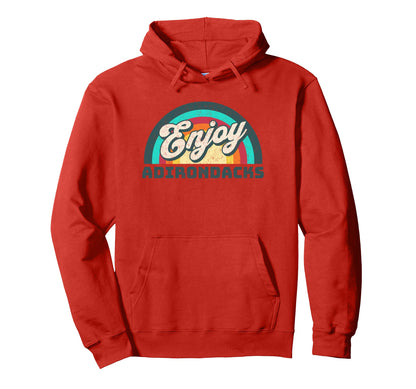 Enjoy Adirondacks New York Rainbow 70S Hoodie - Minimalist Print Unisex - T-Shirt, Sweatshirt, Hoodie