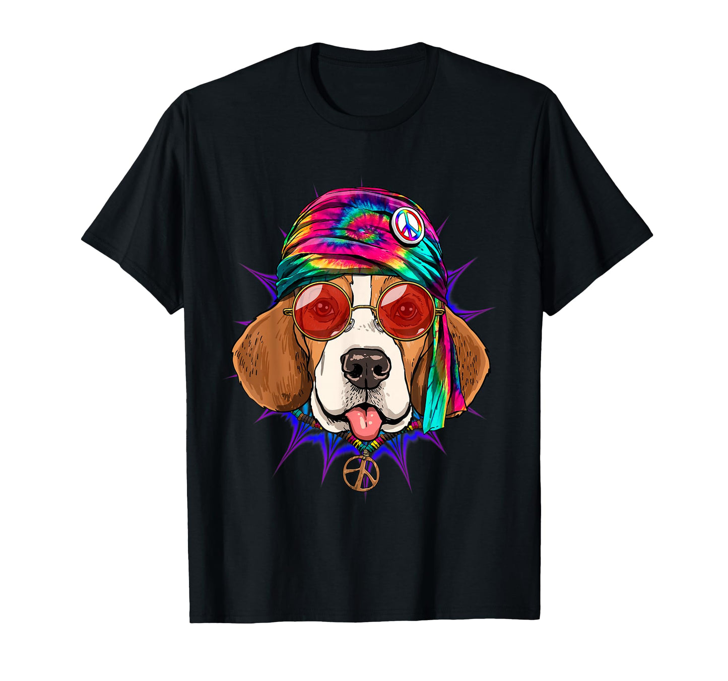 Tie Dye Hippie Beagle Hippiness Peace T-Shirt - Unique Graphic Men Women - T-Shirt, Sweatshirt, Hoodie