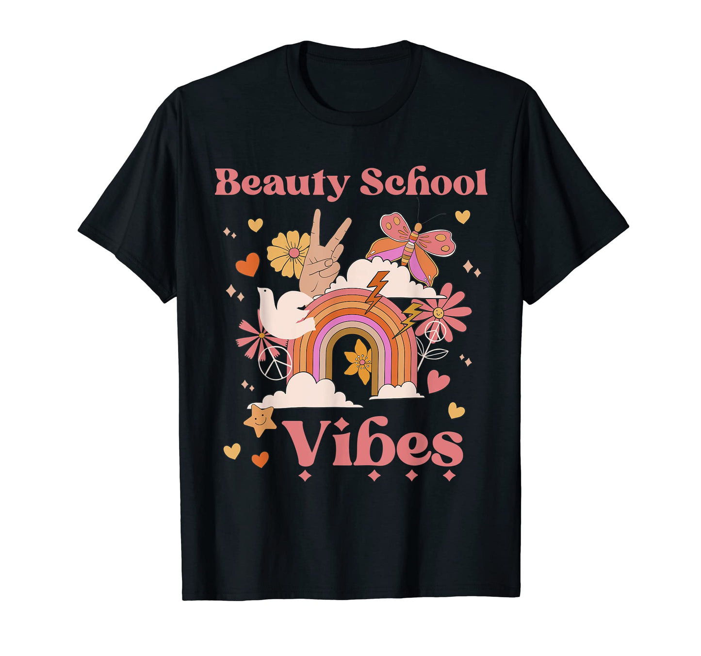 Beauty School Vibes Groovy Cosmetology T-Shirt - Trendy Graphic Unisex - T-Shirt, Sweatshirt, Hoodie