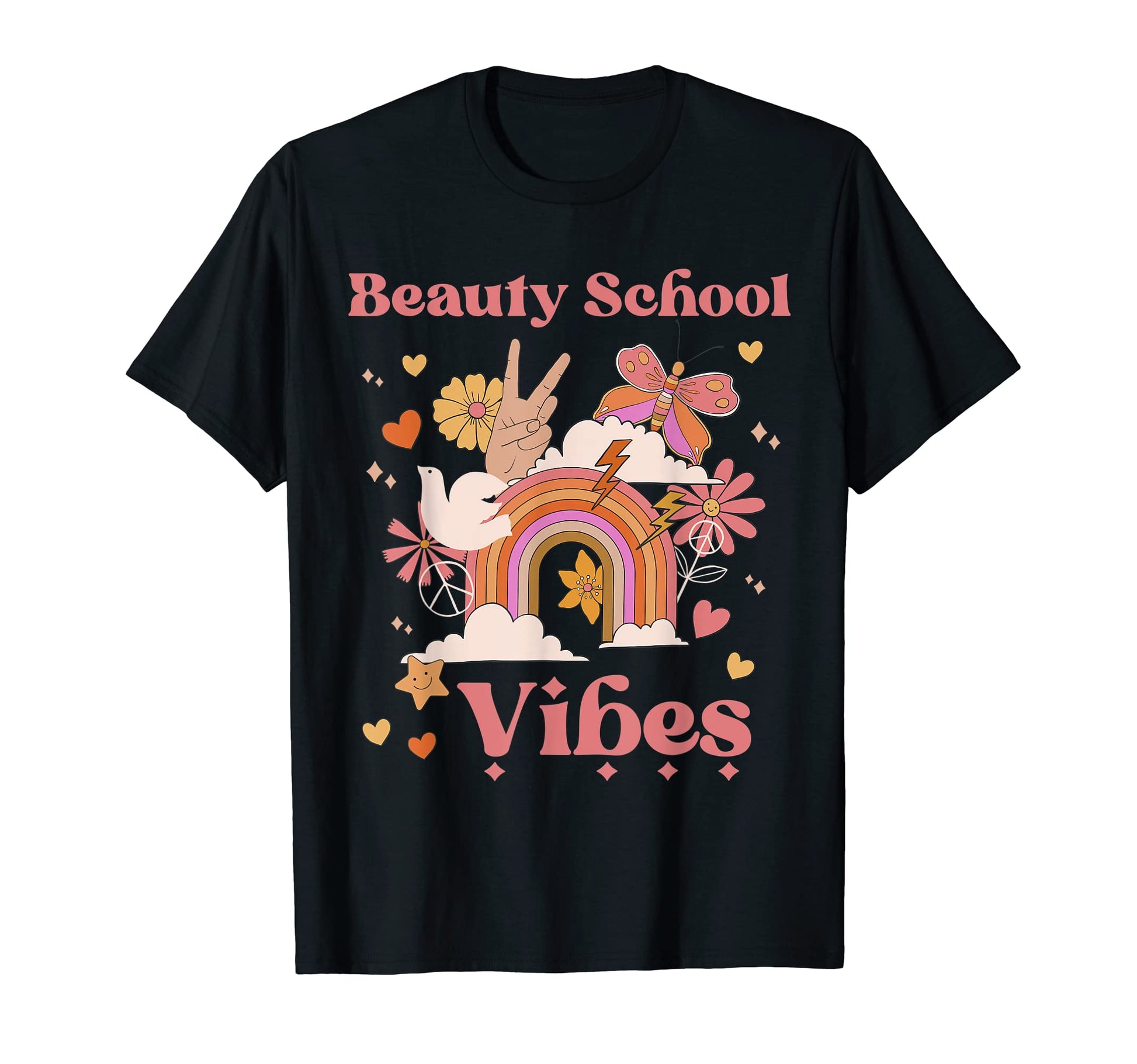 Beauty School Vibes Groovy Cosmetology T-Shirt - Trendy Graphic Unisex - T-Shirt, Sweatshirt, Hoodie