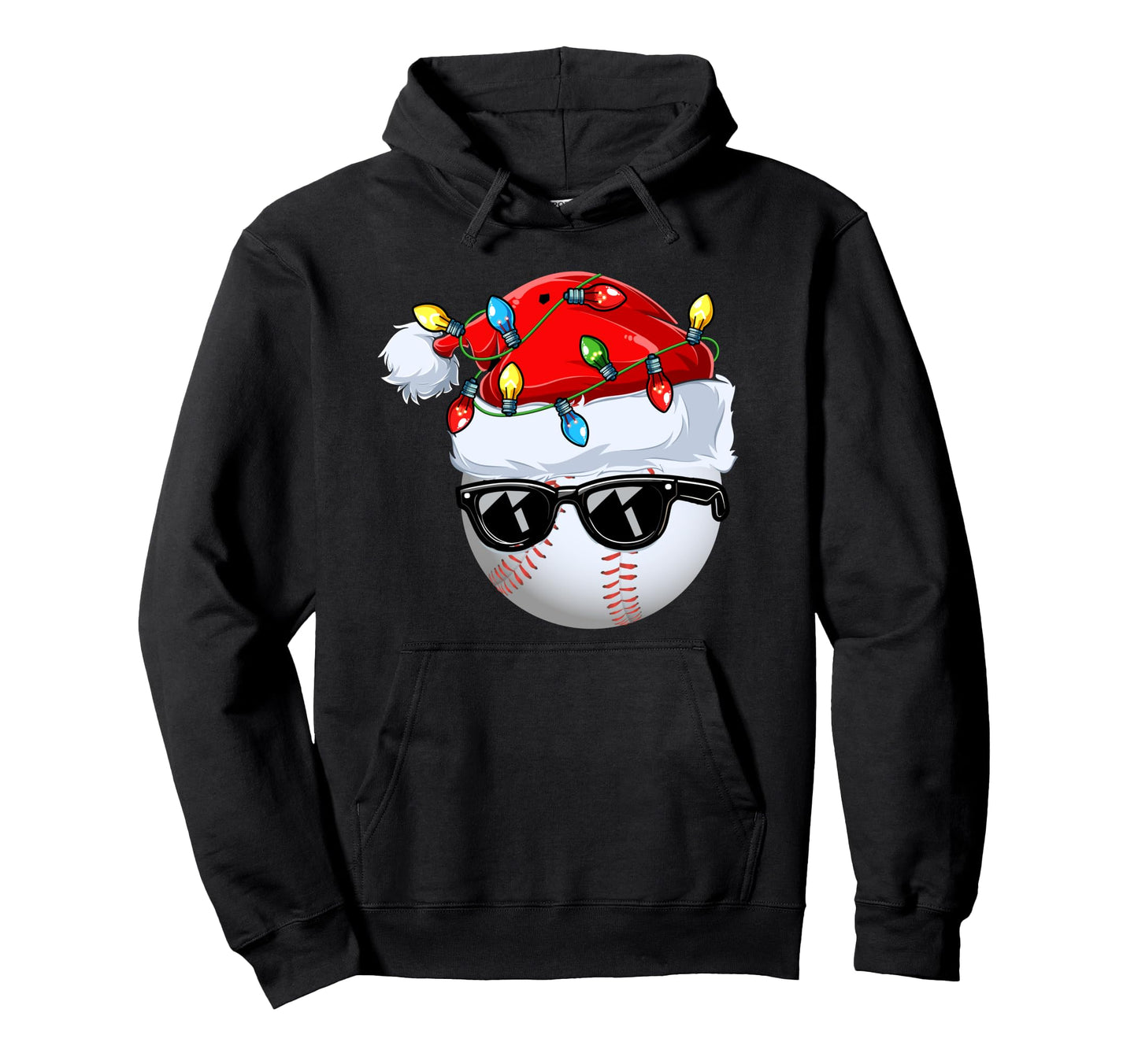 Funny Santa Hat Sport Lover Baseball Hoodie - Trendy Graphic for Adults - T-Shirt, Sweatshirt, Hoodie