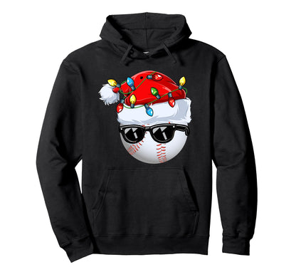 Funny Santa Hat Sport Lover Baseball Hoodie - Trendy Graphic for Adults - T-Shirt, Sweatshirt, Hoodie