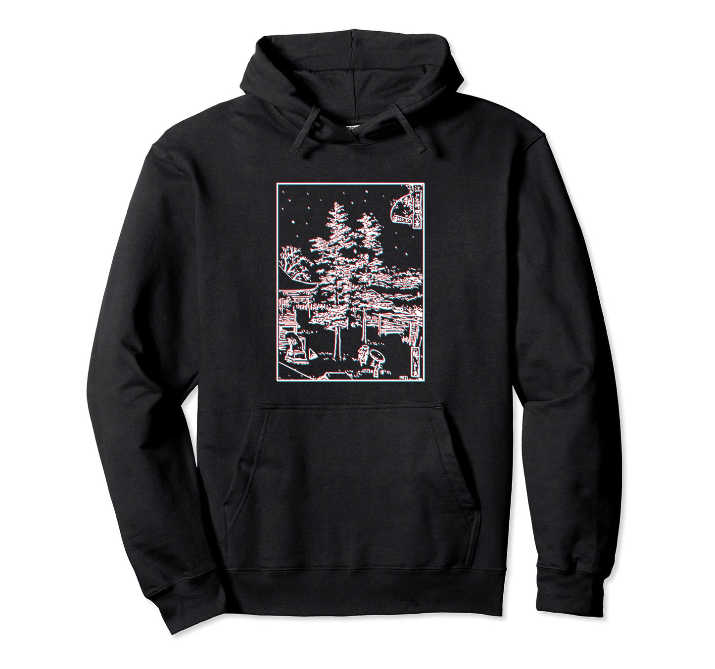 Tokyo Temple Japan Night Scene Japanese Hoodie - Unique Graphic Unisex - T-Shirt, Sweatshirt, Hoodie