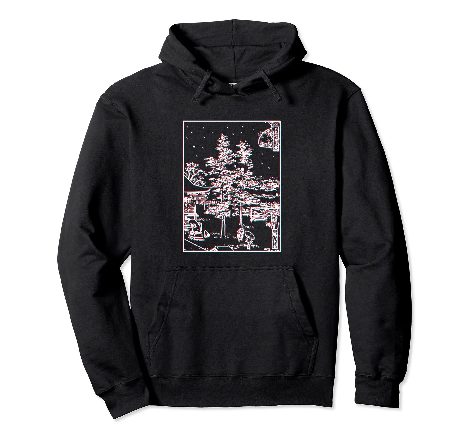 Tokyo Temple Japan Night Scene Japanese Hoodie - Unique Graphic Unisex - T-Shirt, Sweatshirt, Hoodie