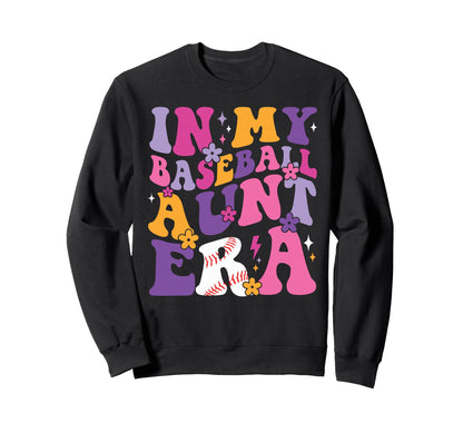My Baseball Aunt Era Groovy Baseball Sweatshirt - Unique Graphic Men Women - T-Shirt, Sweatshirt, Hoodie