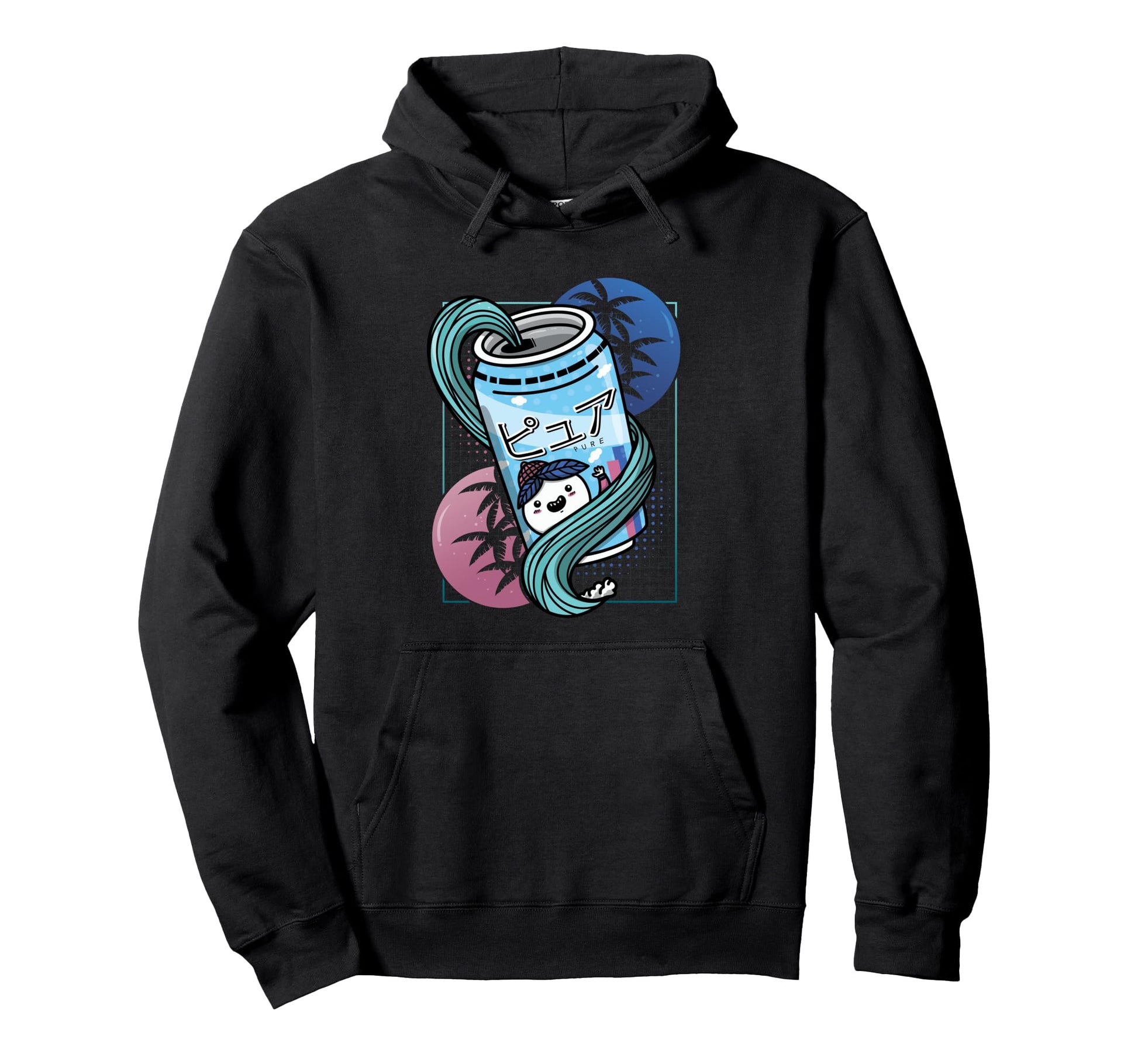 Vaporwave Soda Can Kawaii Character Hoodie - Custom Art Print Unisex - T-Shirt, Sweatshirt, Hoodie