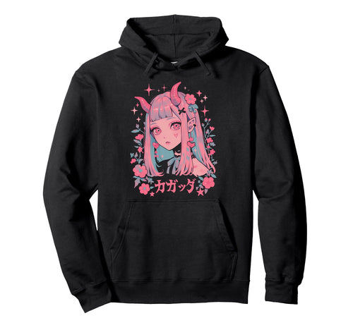 Goth Grunge Demon Anime Waifu Horror Hoodie - Minimalist Print Men Women - T-Shirt, Sweatshirt, Hoodie
