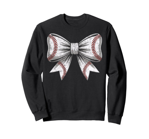 Baseball Ball Bow Player Mother Sweatshirt - Aesthetic Graphic for Adults - T-Shirt, Sweatshirt, Hoodie