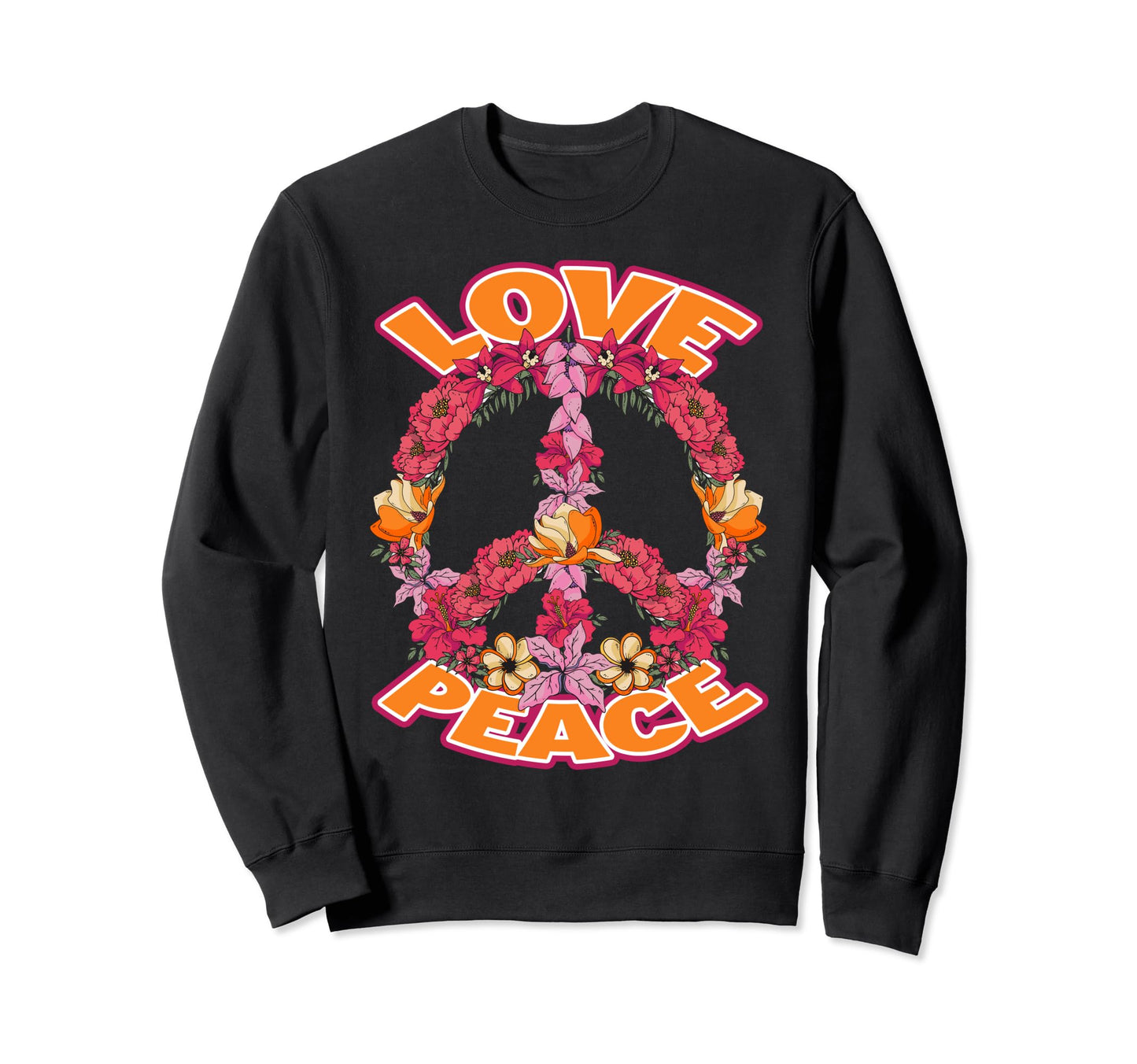 Love Peace Sign Hippie 60S 70S Sweatshirt - Graphic Print Men Women - T-Shirt, Sweatshirt, Hoodie