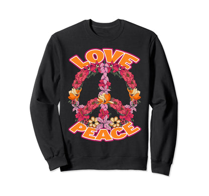 Love Peace Sign Hippie 60S 70S Sweatshirt - Graphic Print Men Women - T-Shirt, Sweatshirt, Hoodie