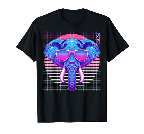 Elephant Sunglasses Animal Vaporwave T-Shirt - Minimalist Print Men Women - T-Shirt, Sweatshirt, Hoodie
