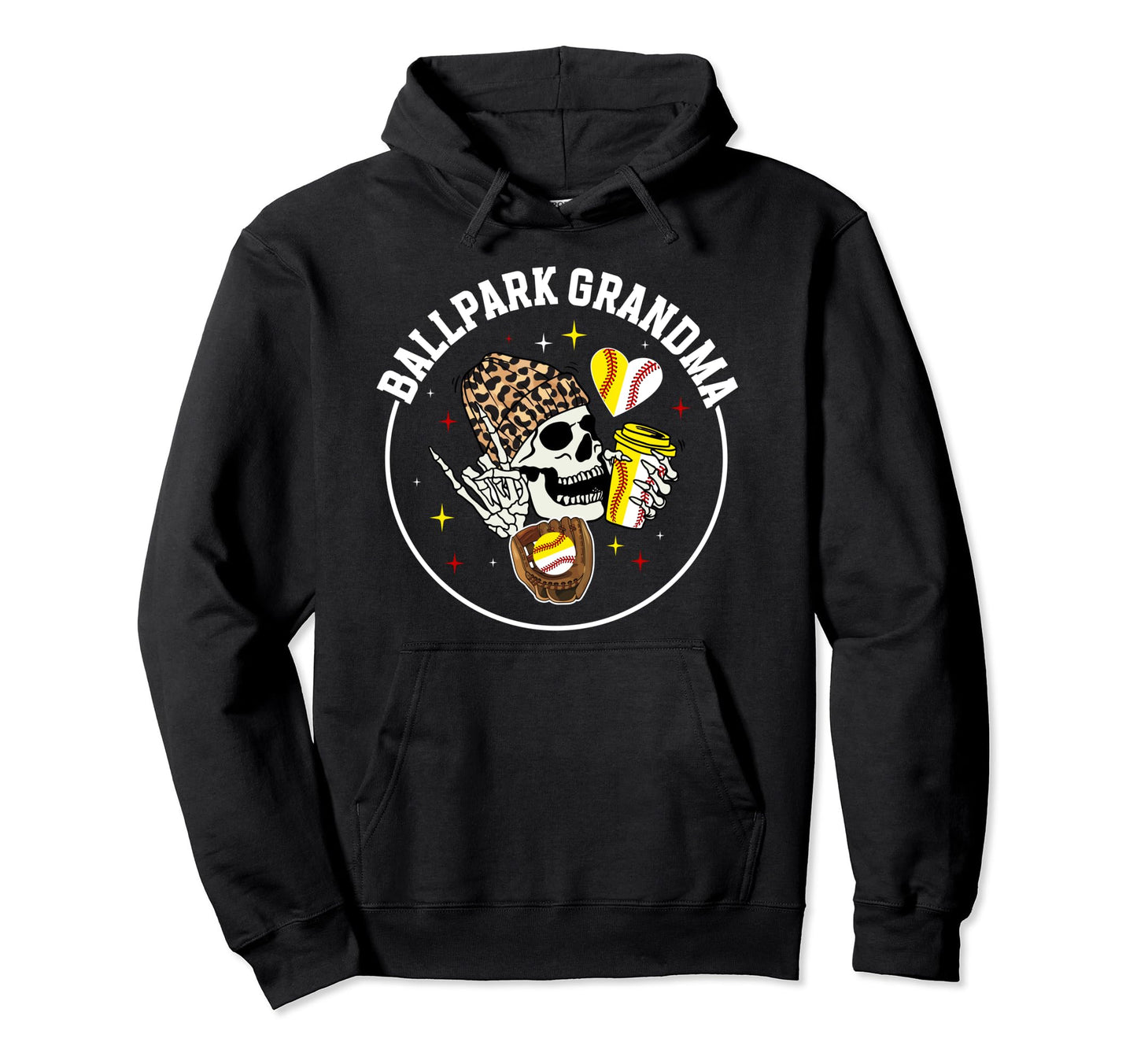 Ballpark Grandma Baseball Softball Hoodie - Minimalist Print for Adults - T-Shirt, Sweatshirt, Hoodie