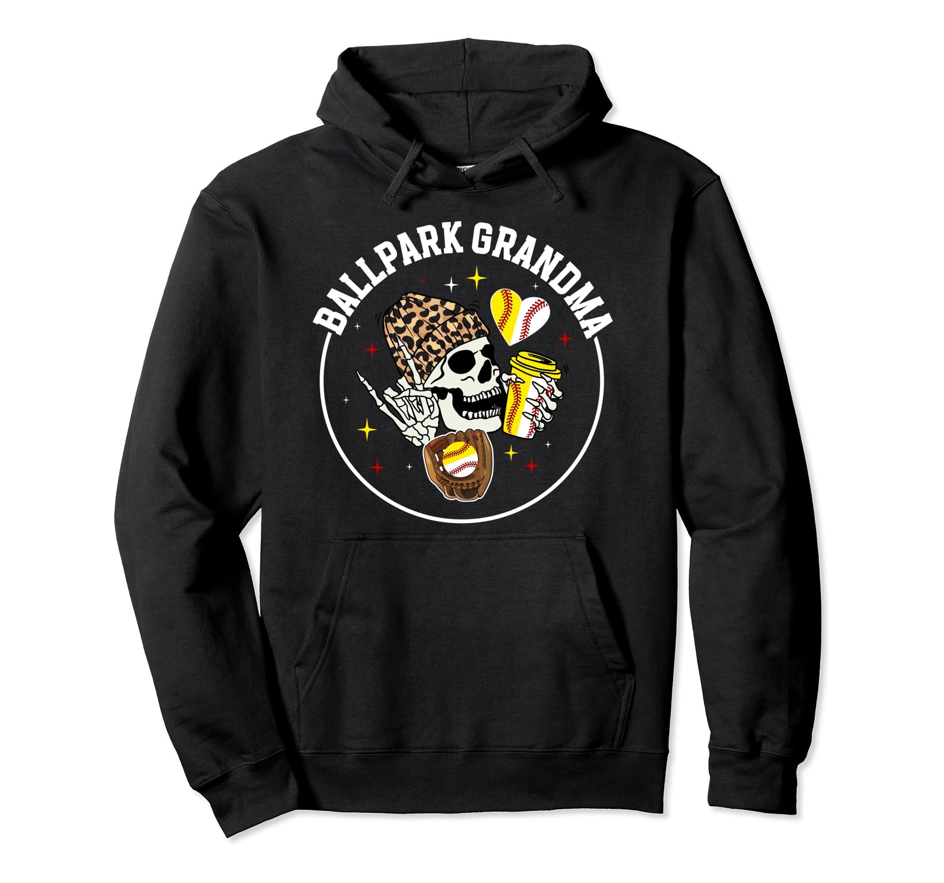 Ballpark Grandma Baseball Softball Hoodie - Minimalist Print for Adults - T-Shirt, Sweatshirt, Hoodie