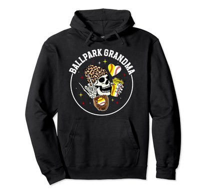 Ballpark Grandma Baseball Softball Hoodie - Minimalist Print for Adults - T-Shirt, Sweatshirt, Hoodie