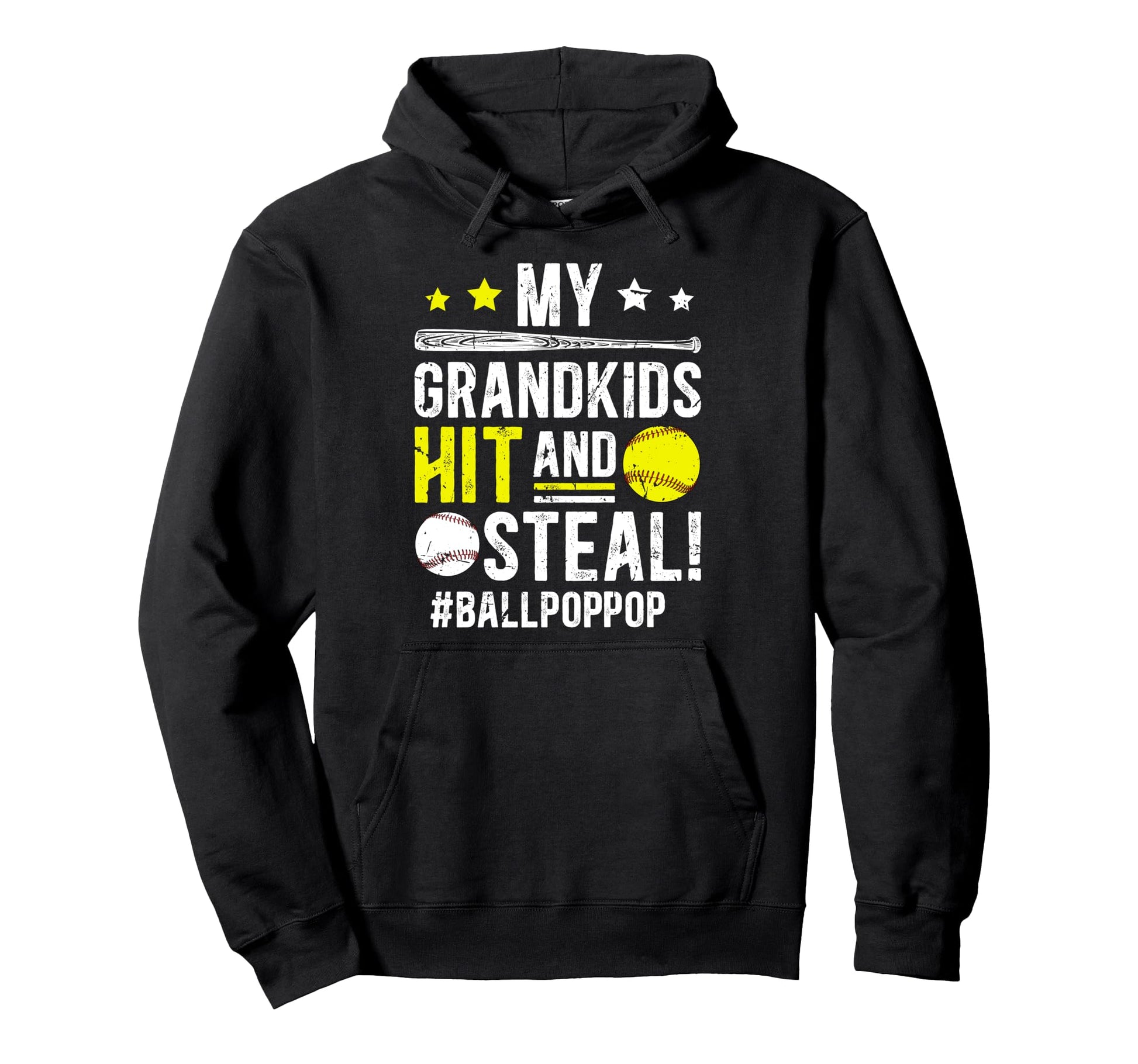Ball Pop Pop Baseball Softball Pop Pop Hoodie - Graphic Print for Adults - T-Shirt, Sweatshirt, Hoodie